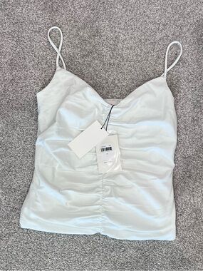 7 for all mankind White Ruched Spaghetti Strap Cami tank NWT